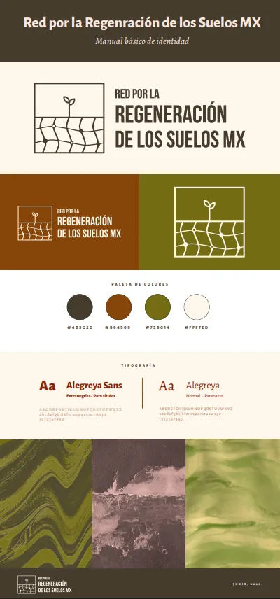 Brand identity board for Red de Regeneración de los Suelos
