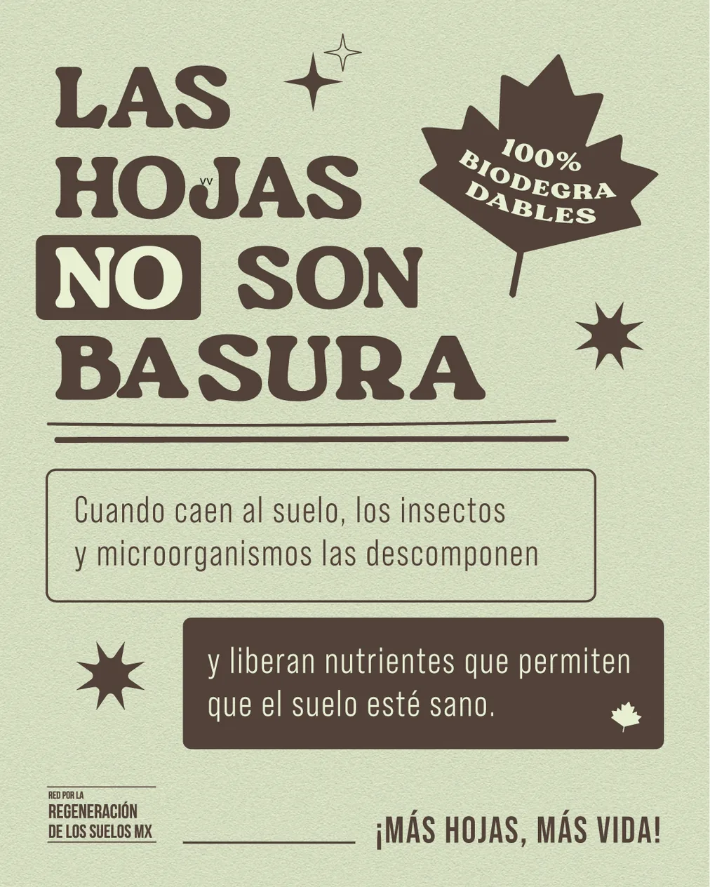 Educational poster: Las hojas no son basura